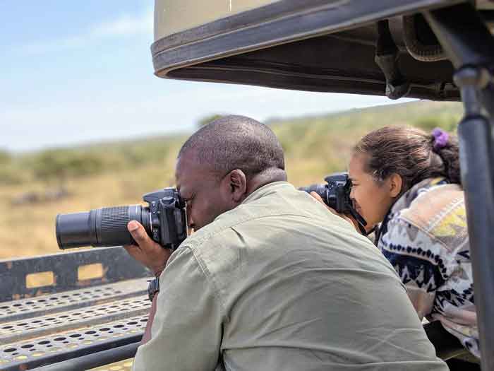 Joshua and K Taylor on safari trip to Africa